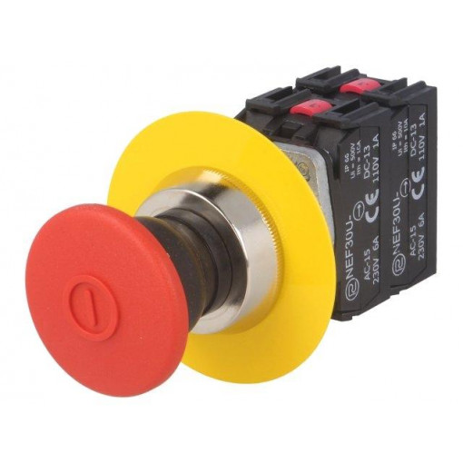 W0-NEF30-UDR 2X2Y C; Switch: emergency stop; Stabl.pos: 2; NC x2 + NO x2; 30mm; red; PROMET