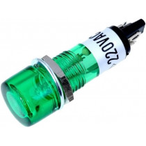 ; Indicator: with neon lamp; flat; green; 230VAC; Cutout: Ø10mm; IP20; NINIGI ; Indicator: with neon lamp; flat; green; 230VAC; Cutout: Ø10mm; IP20; NINIGI