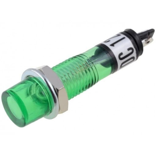 ; Indicator: with neon lamp; recessed; green; 12VAC; Cutout: Ø7.5mm; NINIGI ; Indicator: with neon lamp; recessed; green; 12VAC; Cutout: Ø7.5mm; NINIGI