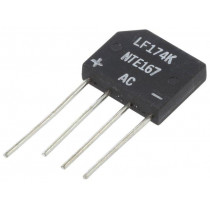 NTE167; Single-phase bridge rectifier; Urmax: 200V; If: 2A; Ifsm: 60A; THT; NTE Electronics NTE167; Single-phase bridge rectifier; Urmax: 200V; If: 2A; Ifsm: 60A; THT; NTE Electronics