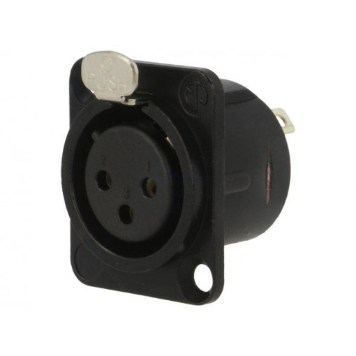 NC3FD-L-BAG-1; Socket; XLR; female; PIN: 3; flange (2 holes),for panel mounting; NEUTRIK