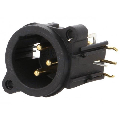 NC3MAH; Socket; XLR; male; PIN: 3; angled 90°; THT; black; 6A; 19.8x19.8mm; NEUTRIK