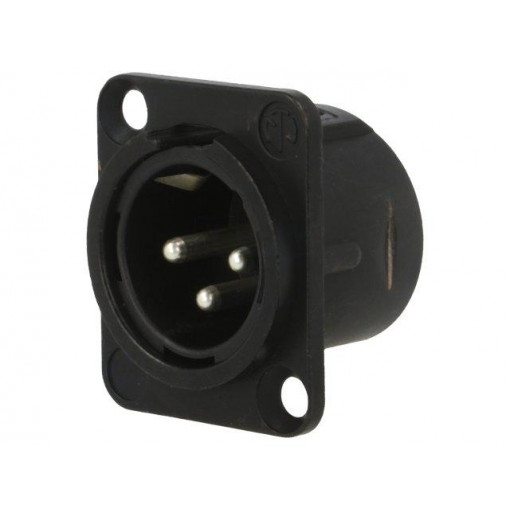 NC3MD-L-BAG-1; Socket; XLR; male; PIN: 3; flange (2 holes),for panel mounting; NEUTRIK