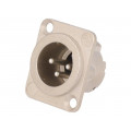 NC3MD-LX; Socket; XLR; male; PIN: 3; flange (2 holes),for panel mounting; NEUTRIK