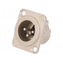 NC3MD-LX; Socket; XLR; male; PIN: 3; flange (2 holes),for panel mounting; NEUTRIK