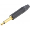 NP2X-B; Plug; Jack 6,3mm; male; mono; straight; for cable; soldering; black; NEUTRIK