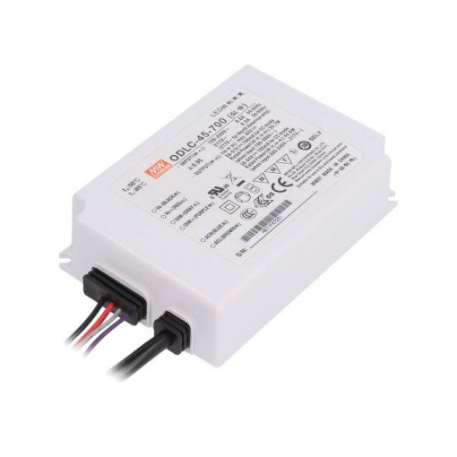 ODLC-45A-700; Power supply: switched-mode; LED; 45W; 38÷64VDC; 700mA; 90÷295VAC; MEAN WELL
