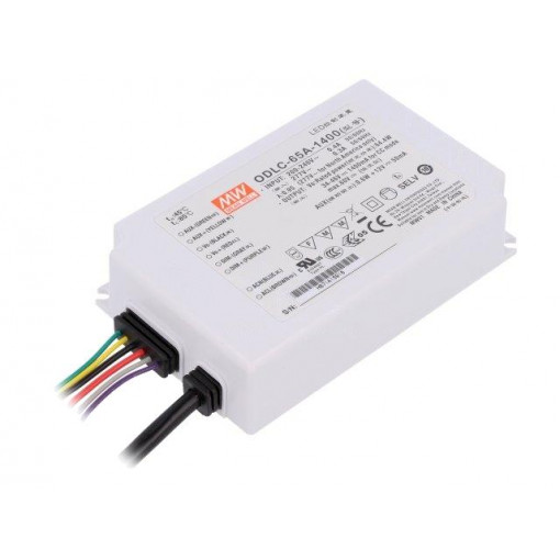 ODLC-65A-1400; Power supply: switched-mode; LED; 65W; 34÷46VDC; 1400mA; IP67; 430g; MEAN WELL