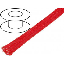 ; Braid; polyester; 7÷13,nom.8mm; red; Package: 100m; Temp: -50÷150°C; 4CARMEDIA