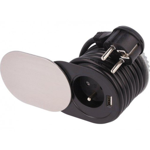 OR-AE-13124; Plug socket strip: furniture; IP20; Body dim: Ø100x80mm; 16A; ORNO OR-AE-13124; Plug socket strip: furniture; IP20; Body dim: Ø100x80mm; 16A; ORNO