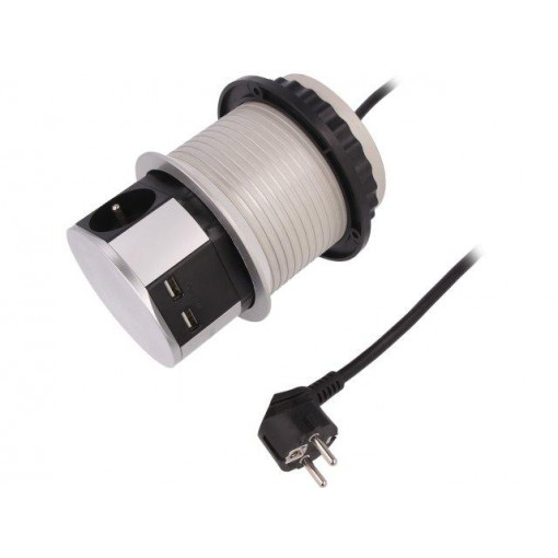 OR-AE-1342; Plug socket strip: furniture; IP20; Body dim: Ø115x159.4mm; 16A; ORNO OR-AE-1342; Plug socket strip: furniture; IP20; Body dim: Ø115x159.4mm; 16A; ORNO