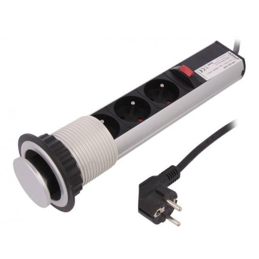 OR-AE-1347; Plug socket strip: furniture; IP20; Body dim: Ø84.4x284mm; 16A; ORNO OR-AE-1347; Plug socket strip: furniture; IP20; Body dim: Ø84.4x284mm; 16A; ORNO