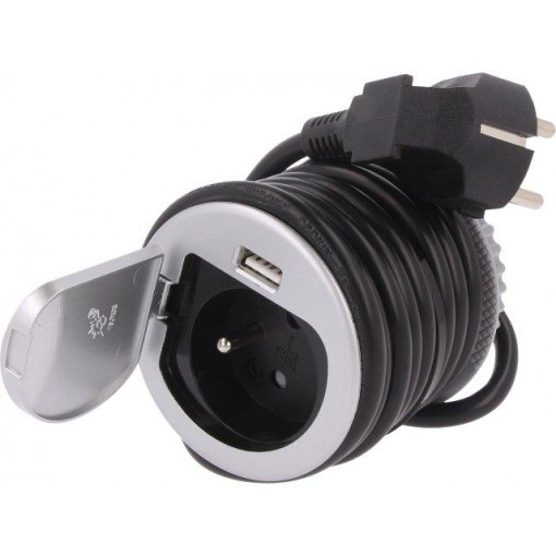 OR-AE-1373; Plug socket strip: furniture; IP20; Body dim: Ø70x83mm; 16A; 3680W; ORNO OR-AE-1373; Plug socket strip: furniture; IP20; Body dim: Ø70x83mm; 16A; 3680W; ORNO