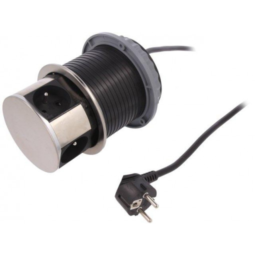 OR-AE-1380; Plug socket strip: furniture; IP20; Body dim: Ø115x159.4mm; 16A; ORNO OR-AE-1380; Plug socket strip: furniture; IP20; Body dim: Ø115x159.4mm; 16A; ORNO