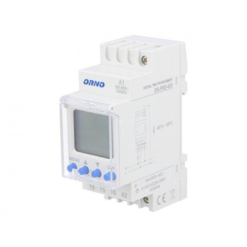 OR-PRE-433; Programmable time switch; Range: 1min÷7days; 230VAC; DIN; IP20; ORNO OR-PRE-433; Programmable time switch; Range: 1min÷7days; 230VAC; DIN; IP20; ORNO