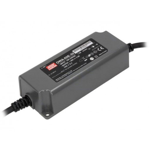 OWA-60E-30; Power supply: switched-mode; LED; 60W; 30VDC; 2A; 90÷264VAC; IP67; MEAN WELL