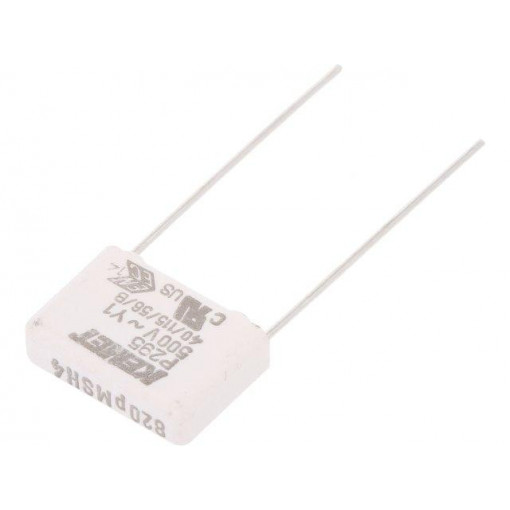 P295BE821M500A; Capacitor: paper; Y1; 820pF; 500VAC; 15mm; ±20%; THT; Series: P295; KEMET