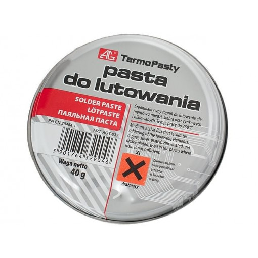 ART.AGT-037; Flux: rosin based; RMA; paste; can; 40g; AG TERMOPASTY ART.AGT-037; Flux: rosin based; RMA; paste; can; 40g; AG TERMOPASTY