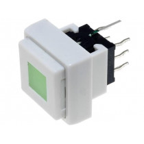 PB6135AL-3; Switch: keypad; Pos: 2; DPDT; 0.1A/30VDC; white; LED; green; THT; 1.5N; HIGHLY
