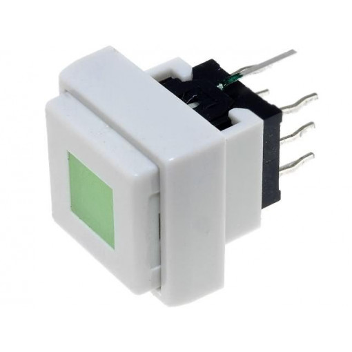 PB6135AL-3; Switch: keypad; Pos: 2; DPDT; 0.1A/30VDC; white; LED; green; THT; 1.5N; HIGHLY