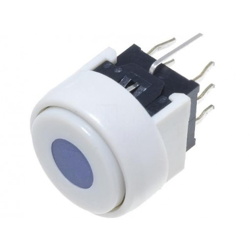 PB6136AL-4; Switch: keypad; Pos: 2; DPDT; 0.1A/30VDC; white; LED; blue; THT; 1.5N; HIGHLY