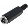 ; Plug; DC supply; male; 5,5/2,1mm; 5.5mm; 2.1mm; for cable; straight; 
