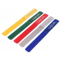 KAB0008; Velcro tie; L: 180mm; W: 20mm; red,blue,grey,green,yellow; Pcs: 5; LOGILINK