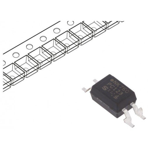 PC123X5YUP1B; Optocoupler; SMD; Channels: 1; Out: transistor; Uinsul: 5kV; Uce: 80V; SHARP PC123X5YUP1B; Optocoupler; SMD; Channels: 1; Out: transistor; Uinsul: 5kV; Uce: 80V; SHARP