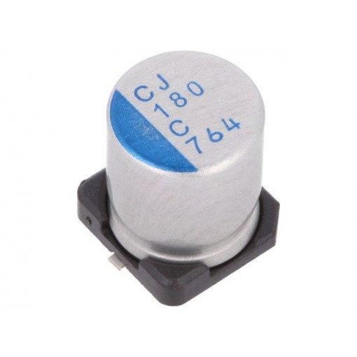 PCJ1C181MCL1GS; Capacitor: polymer; 180uF; 16VDC; ESR: 18mΩ; PCJ; SMD; ±20%; Ø8x10mm; NICHICON