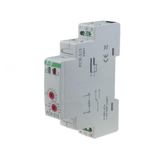 PCR-513 230V; Timer; 0,1s÷24days; SPDT; 10A; 230VAC; DIN; -25÷50°C; PIN: 5; IP20; F&F