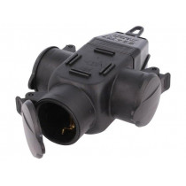 D.3156S; Connector: AC supply; splitter; 2P+PE; 250VAC; 16A; black; IP44; PAWBOL
