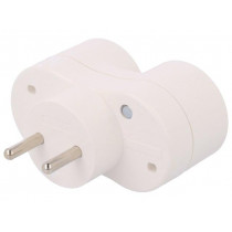 D.3802; Connector: AC supply; splitter; 2P; 250VAC; 16A; Type: round; white; PAWBOL