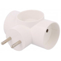 D.3804; Connector: AC supply; splitter; 2P; 250VAC; 16A; Type: round; white; PAWBOL