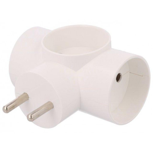 D.3804; Connector: AC supply; splitter; 2P; 250VAC; 16A; Type: round; white; PAWBOL