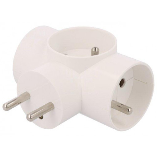 D.3805; Connector: AC supply; splitter; 2P+PE; 250VAC; 16A; white; PAWBOL