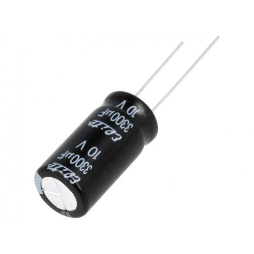 PF1A332MNN1225; Capacitor: electrolytic; THT; 3300uF; 10VDC; Ø12.5x25mm; Pitch: 5mm; Elite