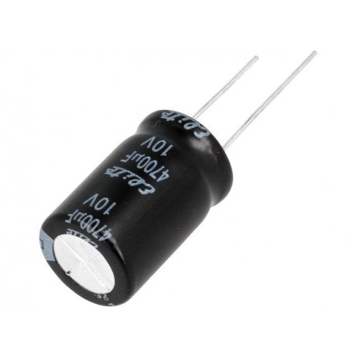 PF1A472MNN1625; Capacitor: electrolytic; THT; 4700uF; 10VDC; Ø16x25mm; Pitch: 7.5mm; Elite