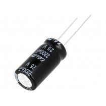 PF1E222MNN1225; Capacitor: electrolytic; THT; 2200uF; 25VDC; Ø12x25mm; Pitch: 5mm; Elite