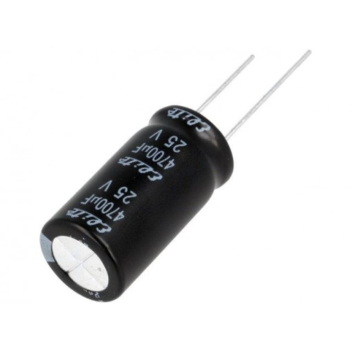 PF1E472MNN1632; Capacitor: electrolytic; THT; 4700uF; 25VDC; Ø16x32mm; Pitch: 7.5mm; Elite