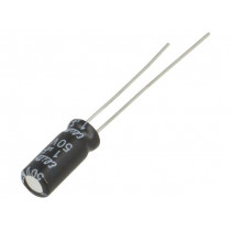 PF1H010MNN0511U; Capacitor: electrolytic; THT; 1uF; 50VDC; Ø5x11mm; Pitch: 2mm; ±20%; Elite