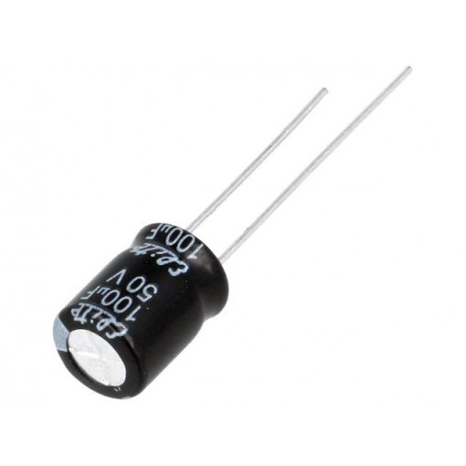 PF1H101MNN08B5; Capacitor: electrolytic; THT; 100uF; 50VDC; Ø8x11.5mm; Pitch: 3.5mm; Elite