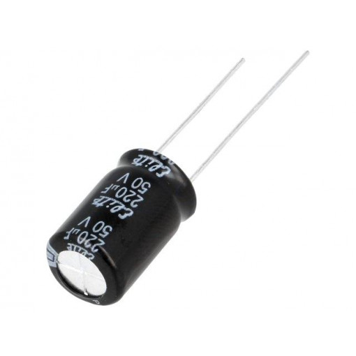 PF1H221MNN1016; Capacitor: electrolytic; THT; 220uF; 50VDC; Ø10x16mm; Pitch: 5mm; Elite
