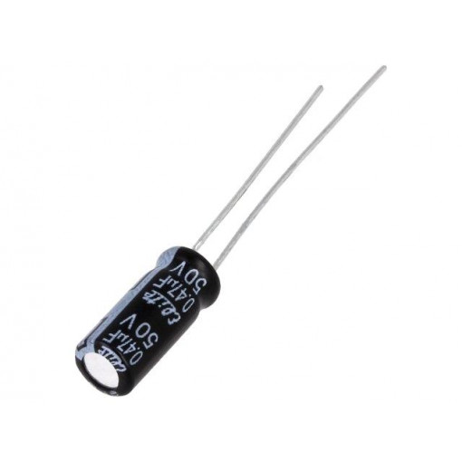 PF1HR47MNN0511U; Capacitor: electrolytic; THT; 0.47uF; 50VDC; Ø5x11mm; Pitch: 2mm; Elite