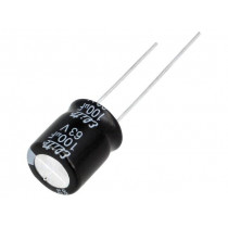PF1J101MNN10C5; Capacitor: electrolytic; THT; 100uF; 63VDC; Ø10x12.5mm; Pitch: 5mm; Elite