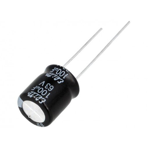 PF1J101MNN10C5; Capacitor: electrolytic; THT; 100uF; 63VDC; Ø10x12.5mm; Pitch: 5mm; Elite