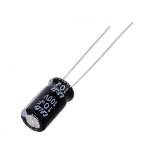 PF2A100MNN6311U; Capacitor: electrolytic; THT; 10uF; 100VDC; Ø6.3x11mm; Pitch: 2.5mm; Elite