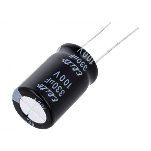 PF2A331MNN1625; Capacitor: electrolytic; THT; 330uF; 100VDC; Ø16x25mm; Pitch: 7.5mm; Elite PF2A331MNN1625; Capacitor: electrolytic; THT; 330uF; 100VDC; Ø16x25mm; Pitch: 7.5mm; Elite