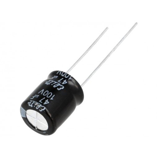 PF2A470MNN10C5; Capacitor: electrolytic; THT; 47uF; 100VDC; Ø10x12.5mm; Pitch: 5mm; Elite