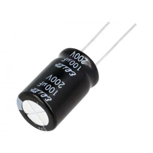 PF2D101MNN1625; Capacitor: electrolytic; THT; 100uF; 200VDC; Ø16x25mm; Pitch: 7.5mm; Elite