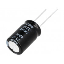 PF2G330MNN1625; Capacitor: electrolytic; THT; 33uF; 400VDC; Ø16x25mm; Pitch: 7.5mm; Elite
